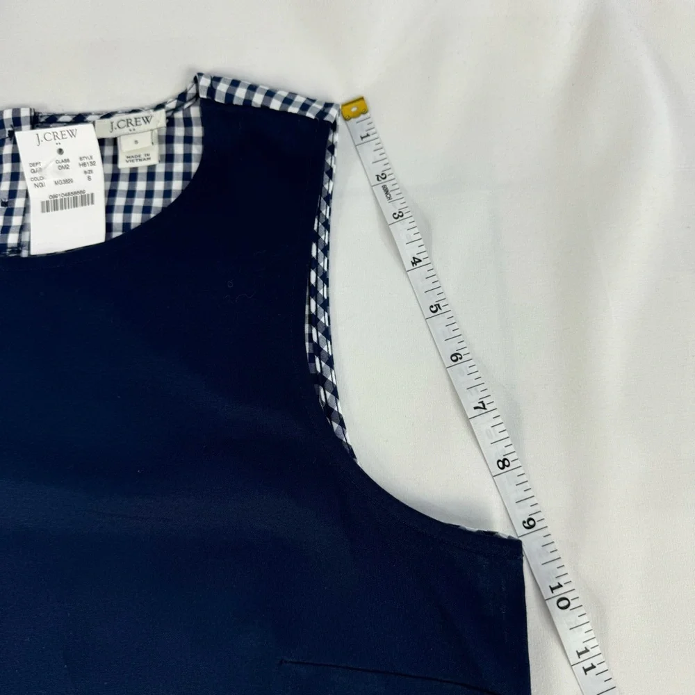 NEW J. Crew cotton contrast terry gingham navy blue shell tank top size small - Picture 10 of 10